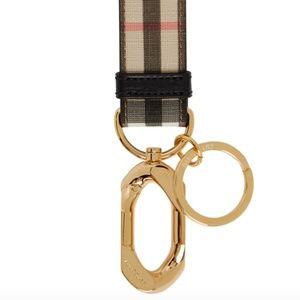 Beige Vintage Check Charm Keychain